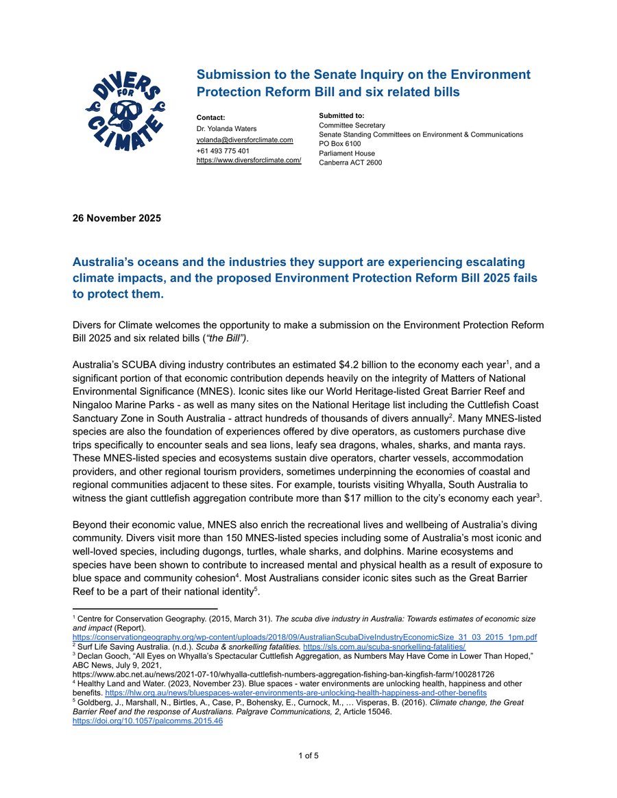 Cover of Submission on the Environment Protection Reform Bill