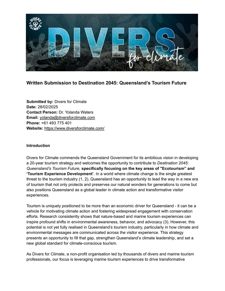 Cover of Submission to Destination 2045: Queensland’s Tourism Future
